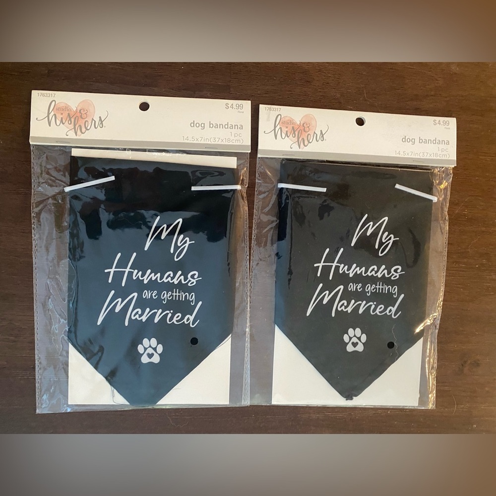 Two Black Dog Bandanas - 'My Humans are Getting Married'